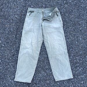 Vintage Wrangler Riggs Carpenter Pants 30x32 Tan Canvas Baggy Dunagrees Y2K